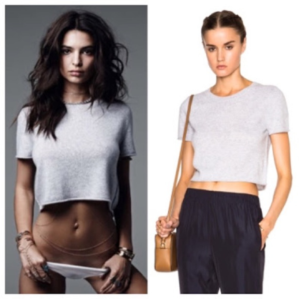 THEPERFEXT Doheny Cropped Cashmere T Sweater